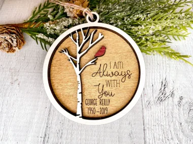 Personalized Cardinal Always With You Memorial Christmas Ornament