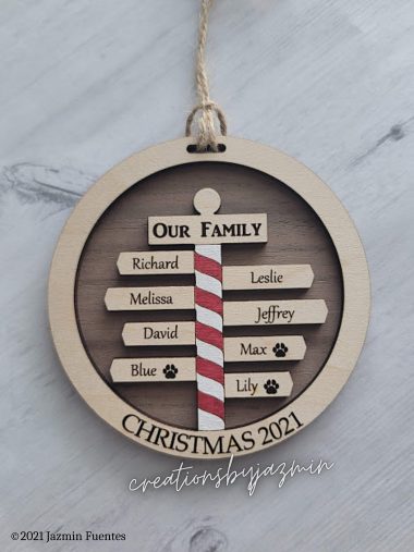Personalized Christmas Family Ornament 2021 Wooden Xmas Ornaments With Family Member Names Custom Holiday Ornament 1