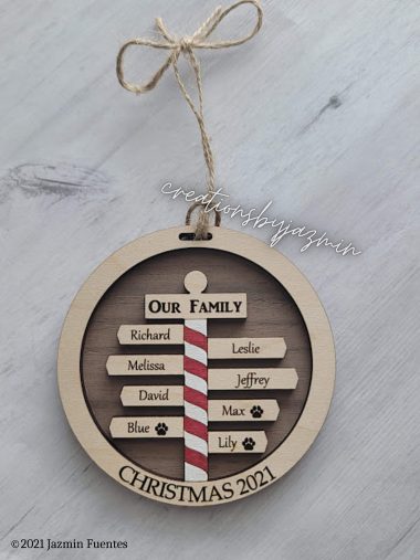Personalized Christmas Family Ornament 2021 Wooden Xmas Ornaments With Family Member Names Custom Holiday Ornament