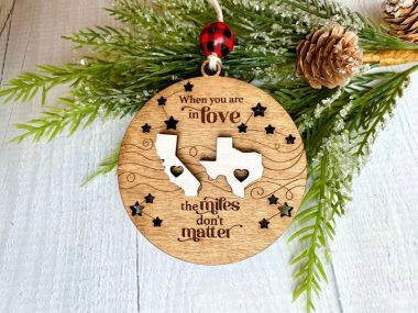 Personalized Family Long Distance Christmas When you are in Love Ornament 1
