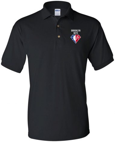 black Polo Shirt Brooklyn Nets NBA 75th Anniversary Polo Shirt