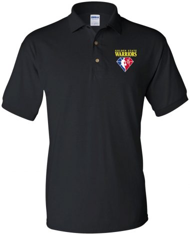 black Polo Shirt Golden State Warriors NBA 75th Anniversary Polo Shirt