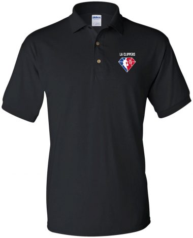 black Polo Shirt LA Clippers NBA 75th Anniversary Polo Shirt
