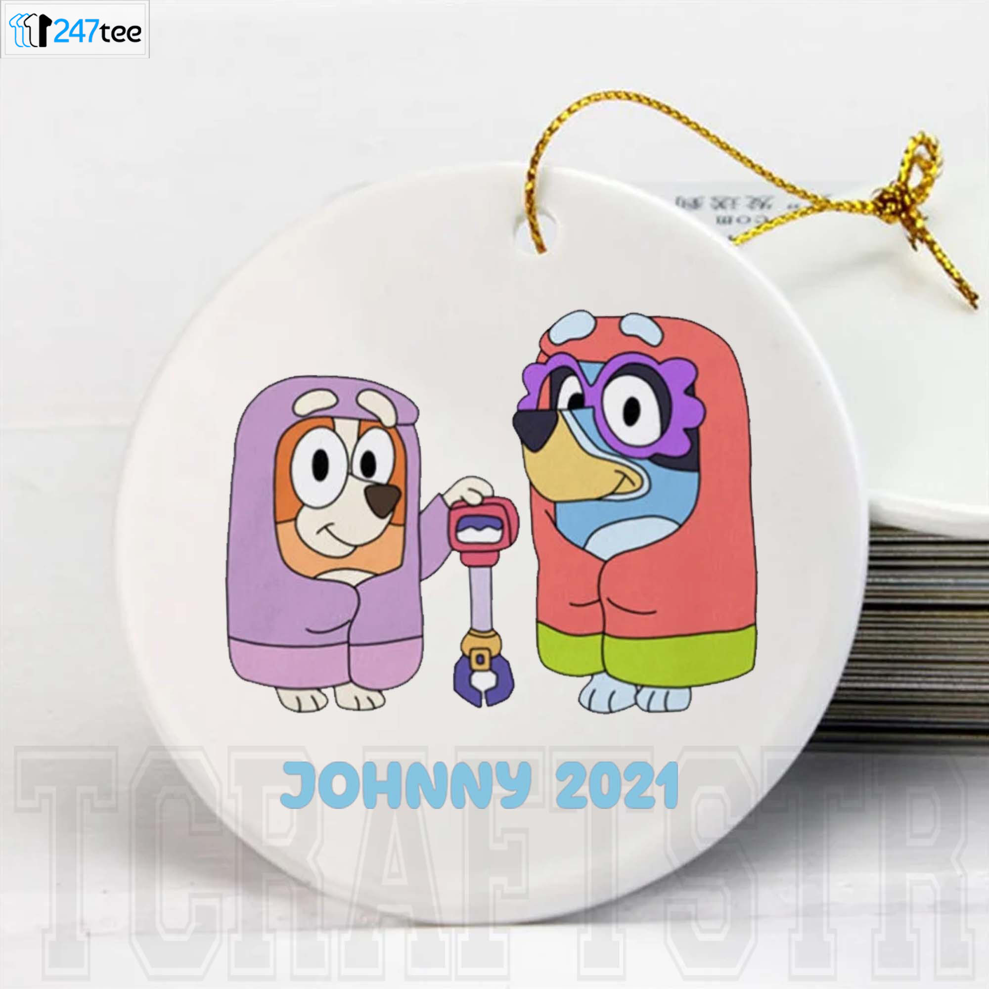 Custom Name Disney Bluey Family 2021 Christmas Ornament