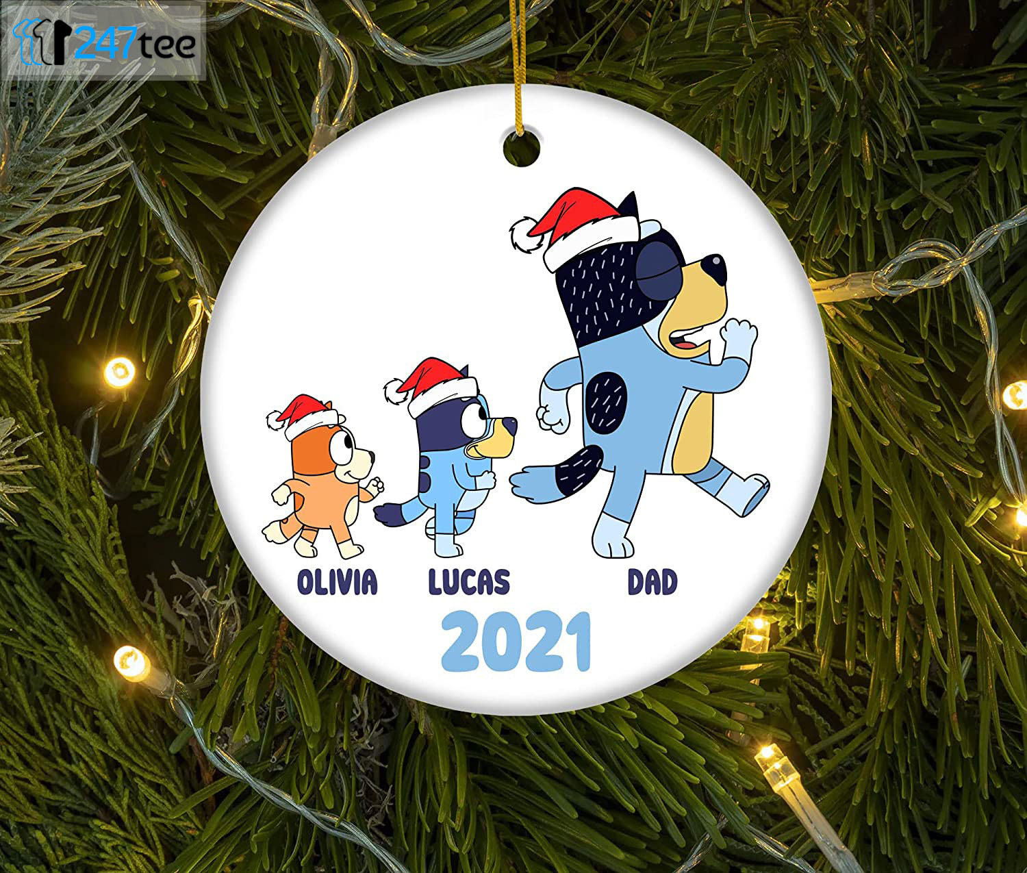 Personalize Bluey 2021 Christmas Ceramic Ornament