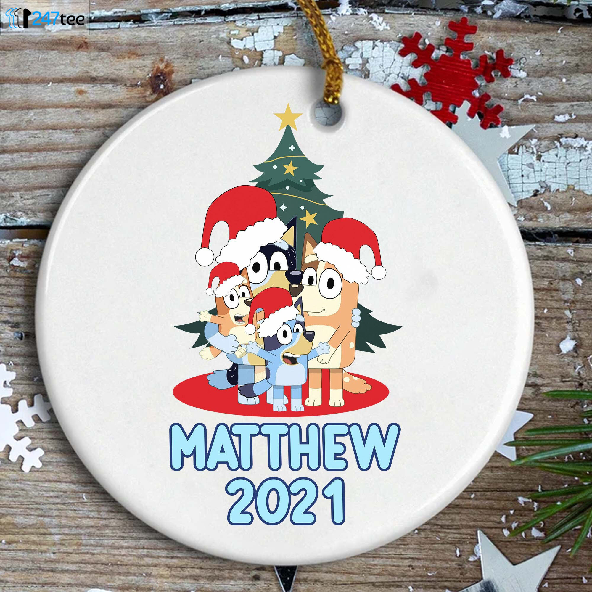 Personalized Custom Bluey 2021 Family Christmas Ornament