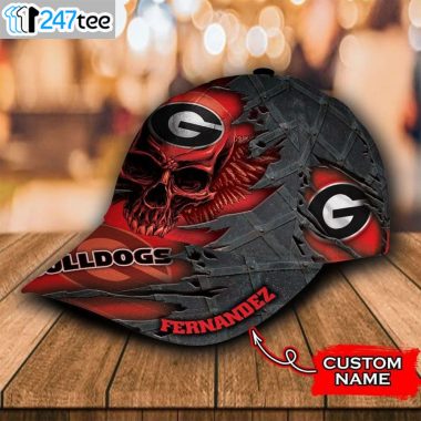 Georgia Bulldogs NCAA Skull Custom Name Classic Cap