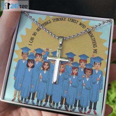 I Can Do All Things Through Christ Cross Graduation Necklace Gift