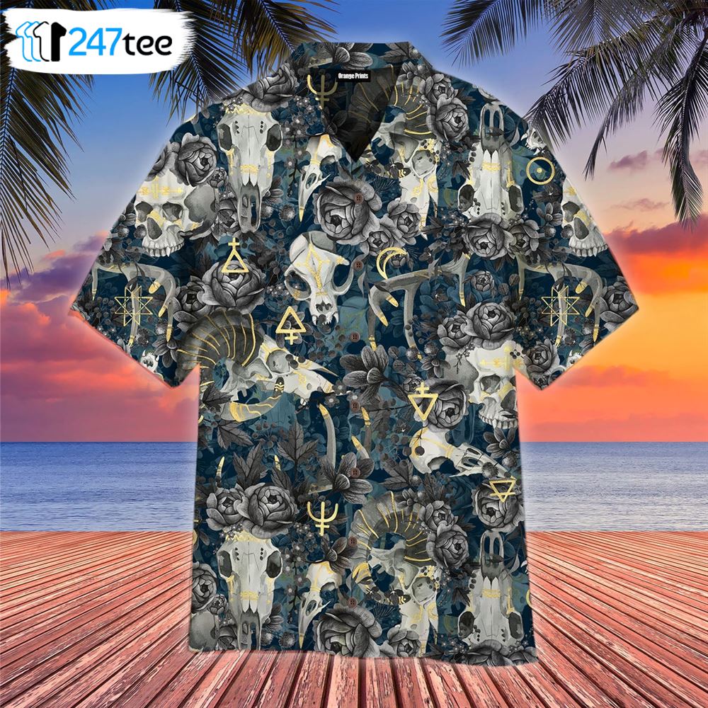 Gothic Skull Aloha Hawaiian Shirt