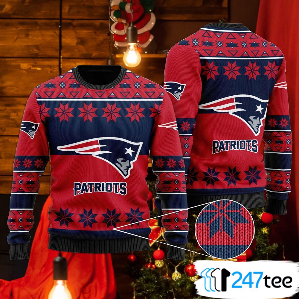 New England Patriots Christmas Santa Claus Pattern Ugly Sweater