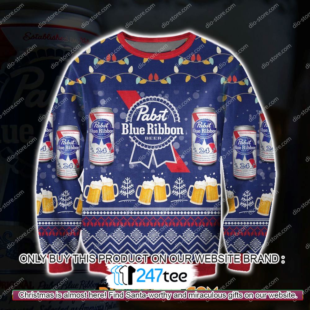 Pabst Blue Ribbon Beer Christmas Ugly Sweater – Limited Edition