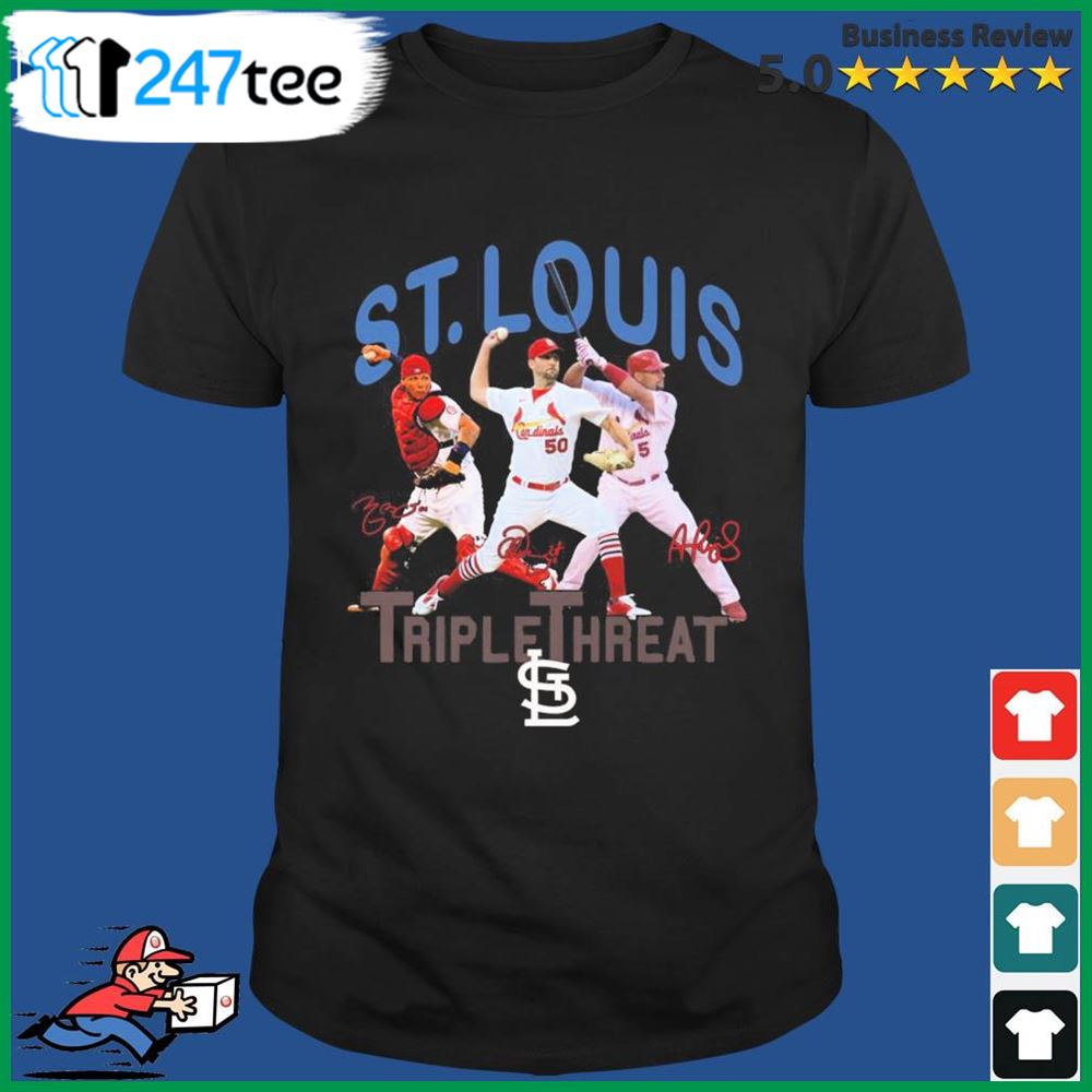 St Louis Cardinals Triple Threat Molina Wainwright Pujols Signatures Shirt  Sweatshirt, Tank Top, Ladies Tee