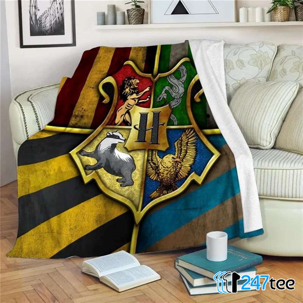 4 House Of Harry Potter Logo Plush Blanket 1