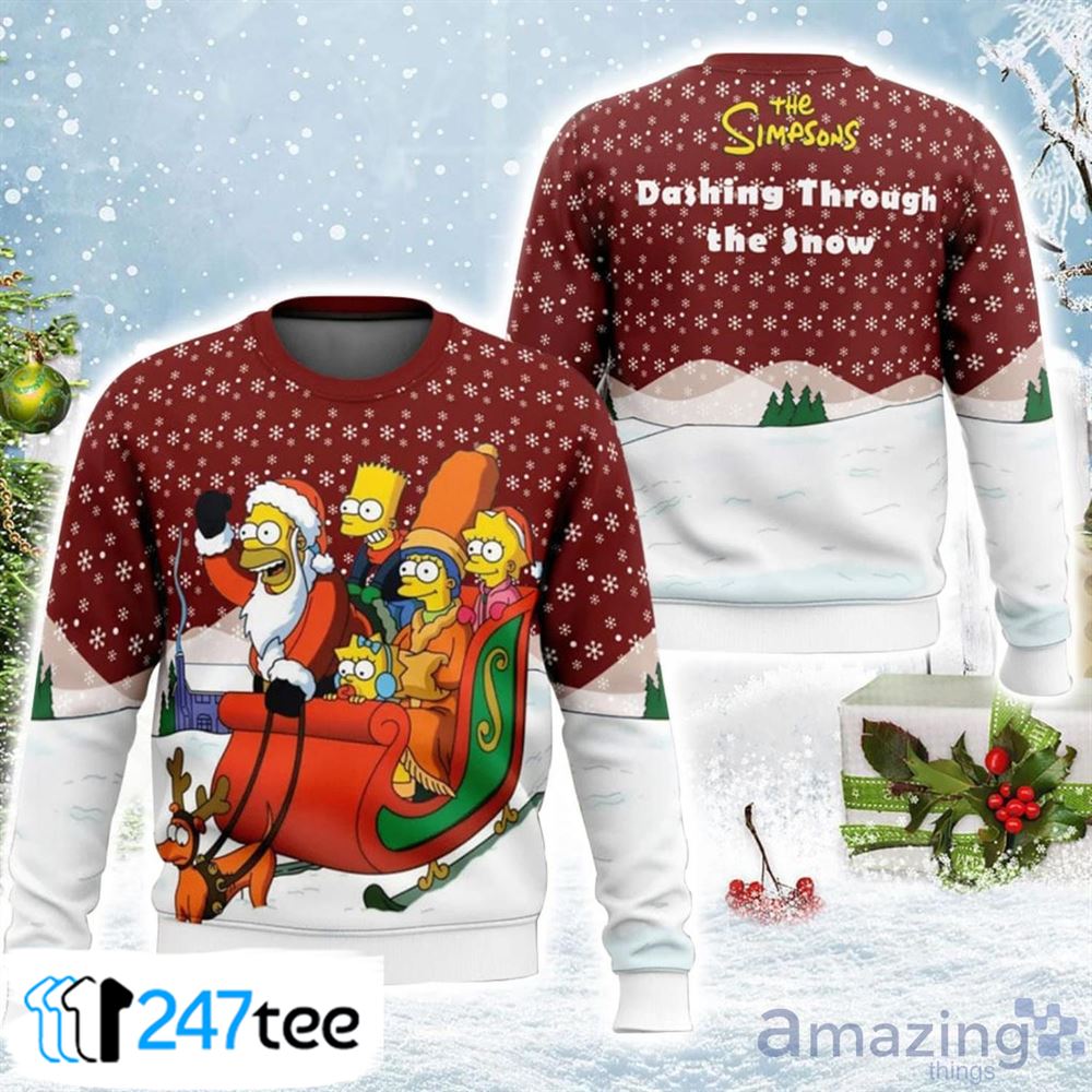 Bart Ugly Sweater Dashing Through The Snow The Simpsons Ugly Christmas