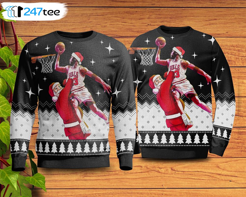 Michael Jordan Funny Ugly Christmas Sweater Santa 247teeshirt