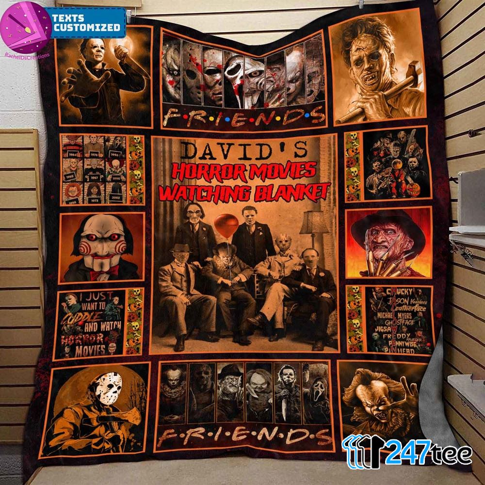 Personalized Name Horror Movies Watching Blanket Quilt 