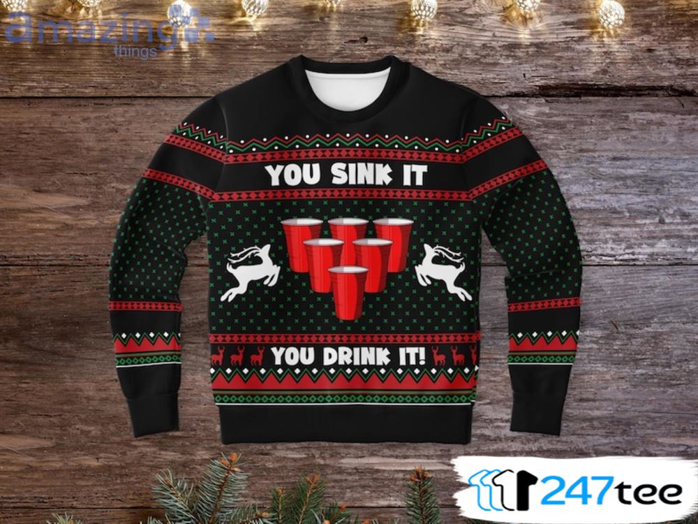 You Sink It You Drink It Christmas Gift Ugly Christmas Sweater 2