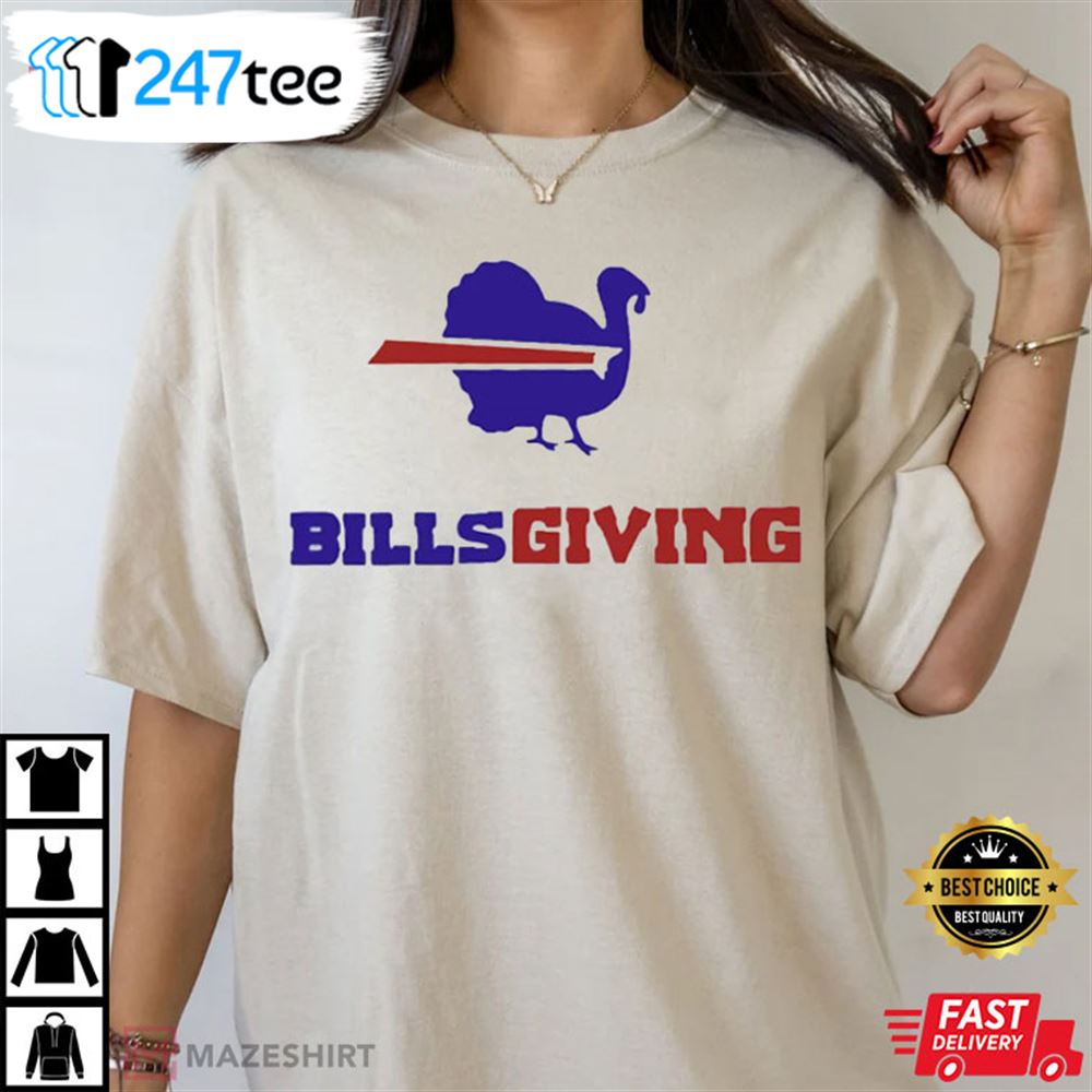 JeromeZiltonStore Billsgiving Thanksgiving T-Shirt, American Football Shirt, Football Buffalo Shirt, Thanksgiving Football Shirt, Men Gift for Thanksgiving