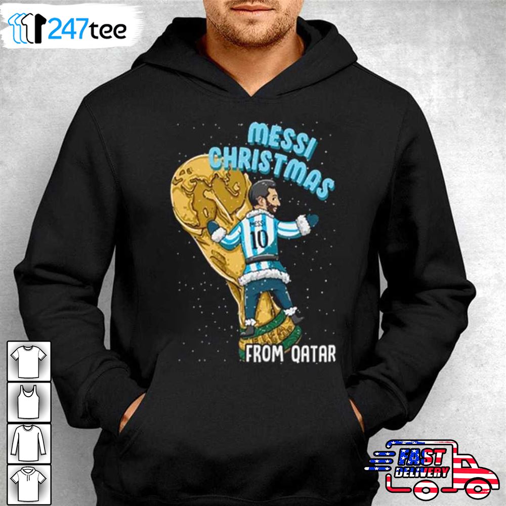 Chibi Messi Christmas From Qatar World Cup 2022 Argentina Shirt Hoodie