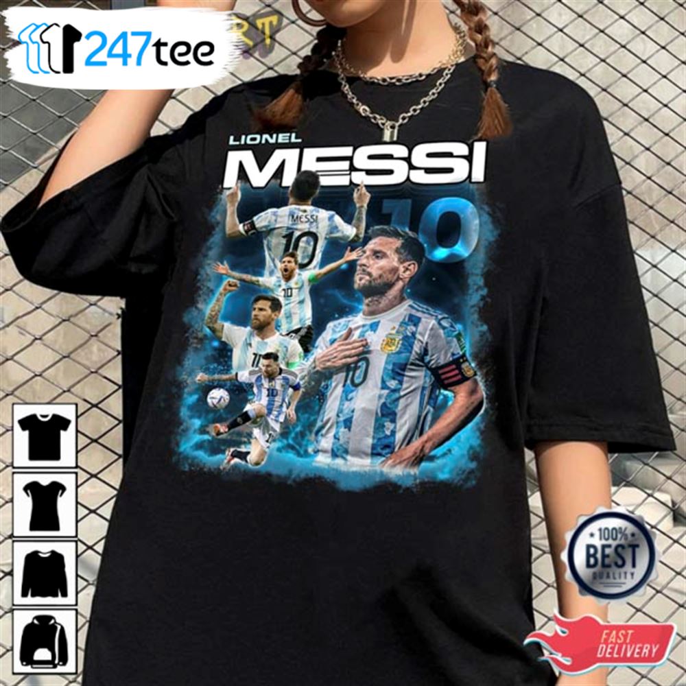 Lionel Messi Retro 90s Qatar World Cup T-shirt Design 1