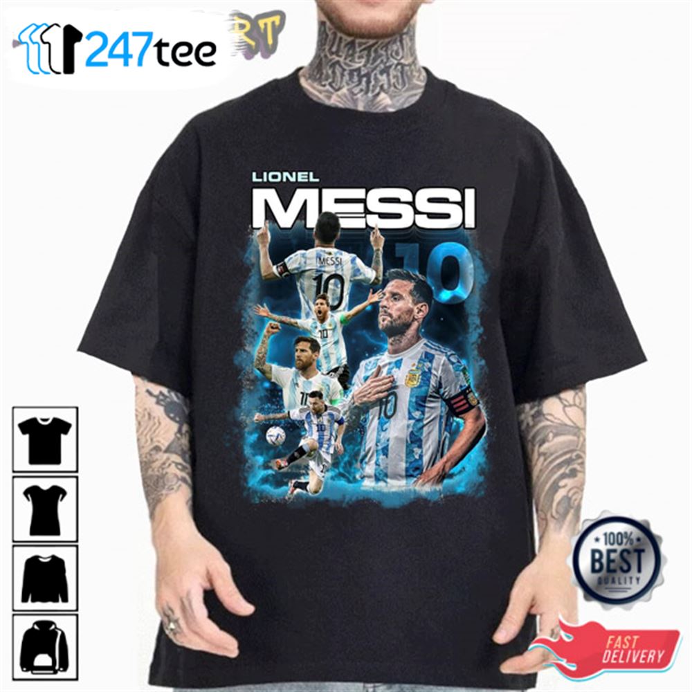 Lionel Messi Retro 90s Qatar World Cup T-shirt Design 2