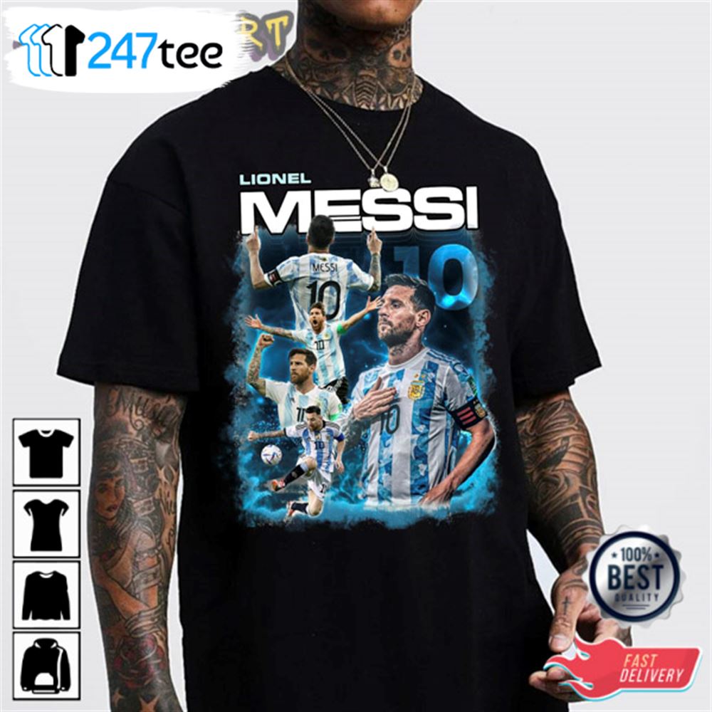 Lionel Messi Retro 90s Qatar World Cup T-shirt Design 3