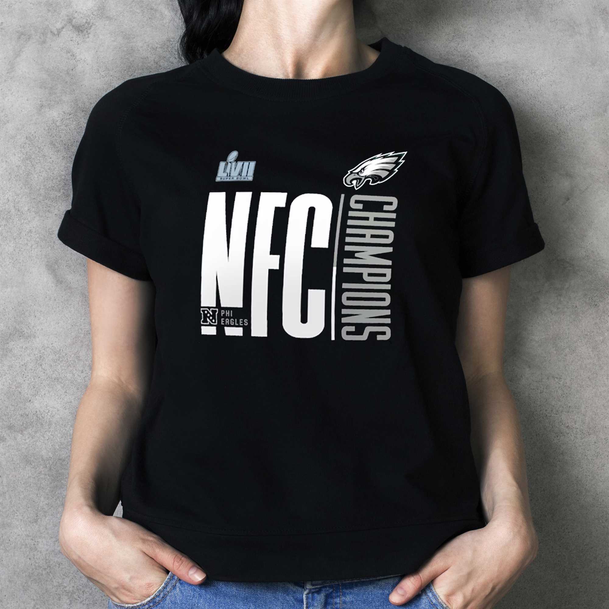 Philadelphia Eagles Black 2022 NFC Champions Iconic T-Shirt - NFL