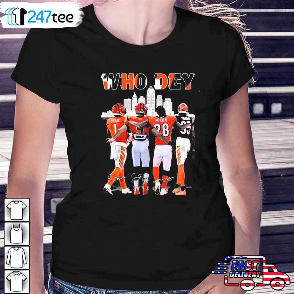 Who Dey Cincinnati Bengals Skyline Signatures Shirt