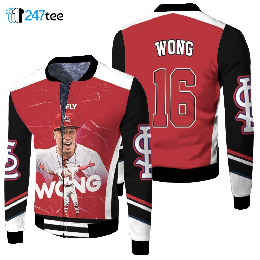 16 Kolten Wong St Louis Cardinals Fleece Bomber Jacket 1