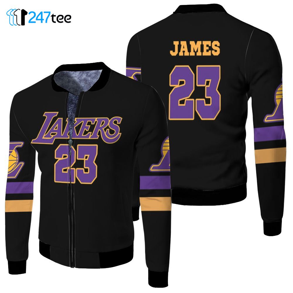23 Lebron James Lakers Jersey Inspired Style Fleece Bomber Jacket 1