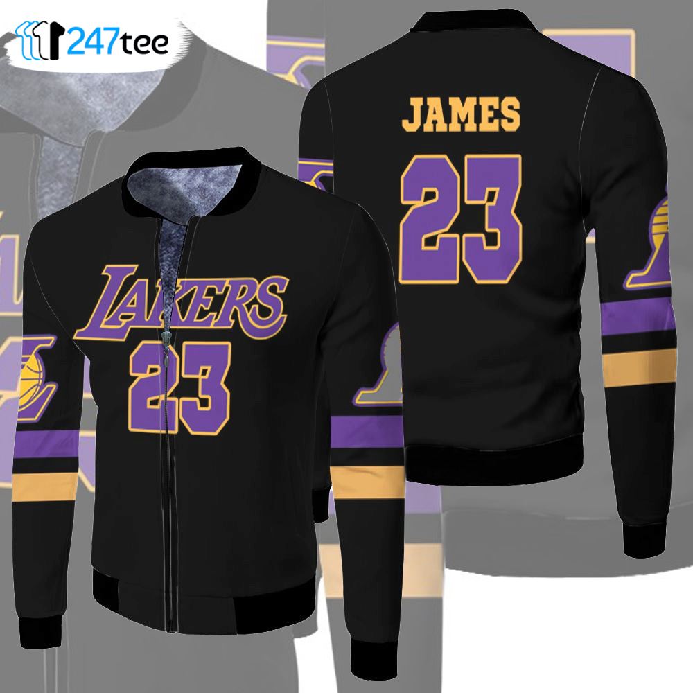 23 Lebron James Lakers Jersey Inspired Style Fleece Bomber Jacket 1