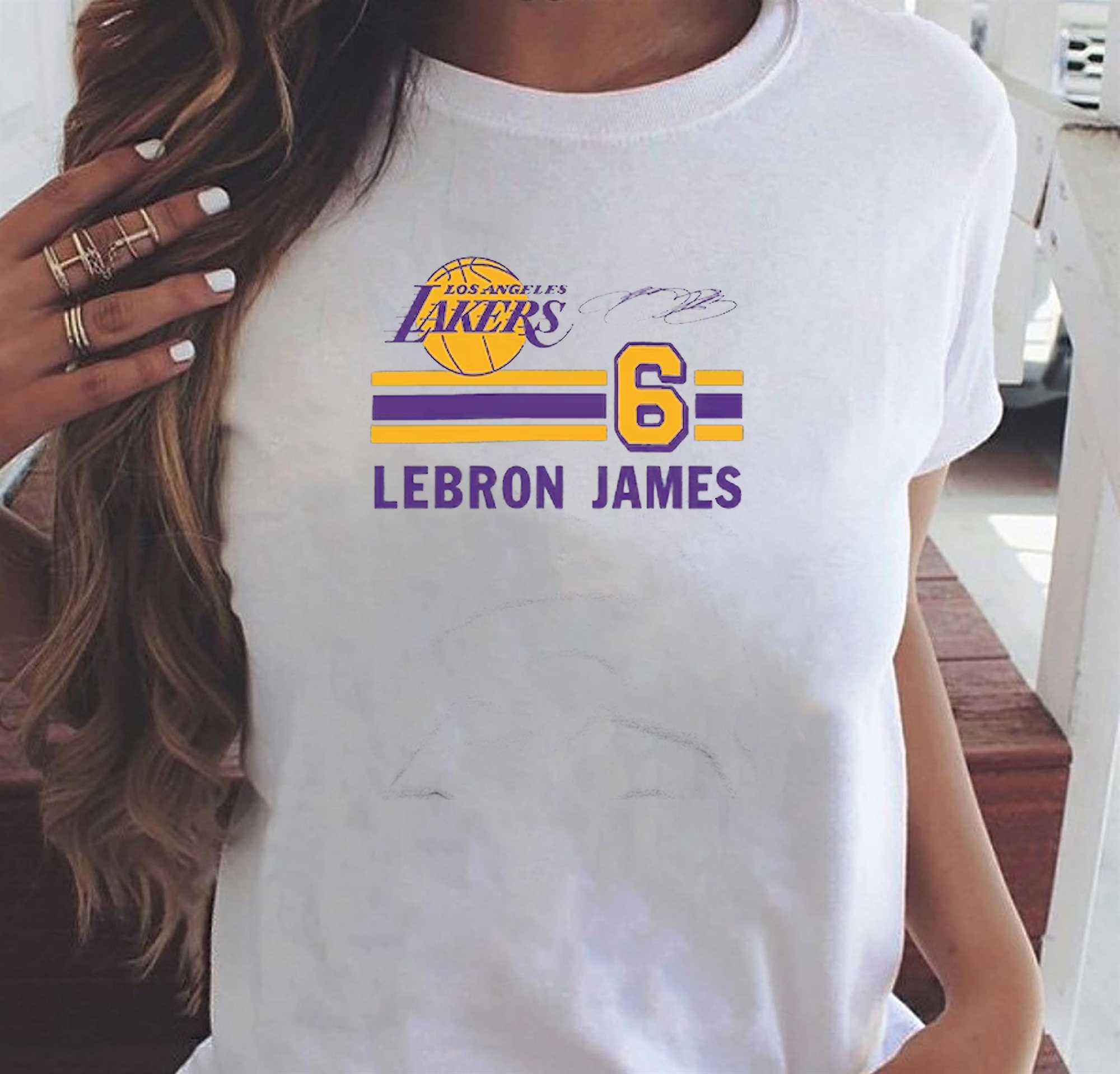 Lebron James Los Angeles Lakers Homage Number 6 T-shirt