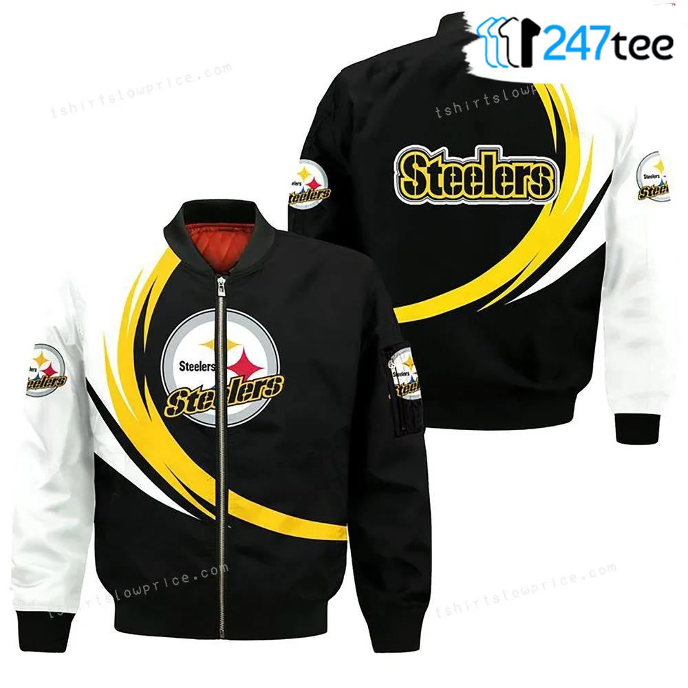 NFL Pittsburgh Steelers Black and White Bomber Jacket