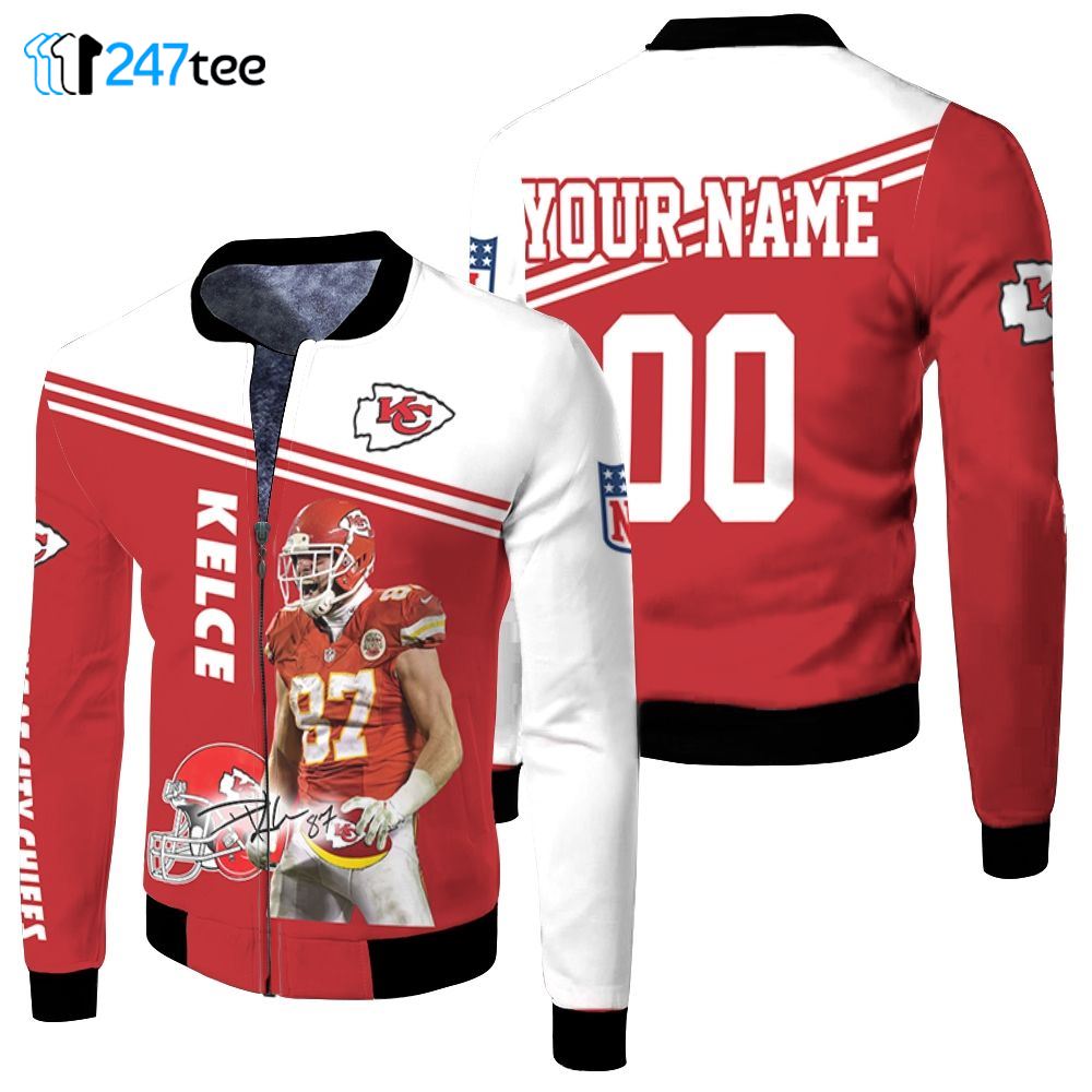 Travis Kelce Kansas City Chiefs 3d Signature Personalized Fleece Bomber ...