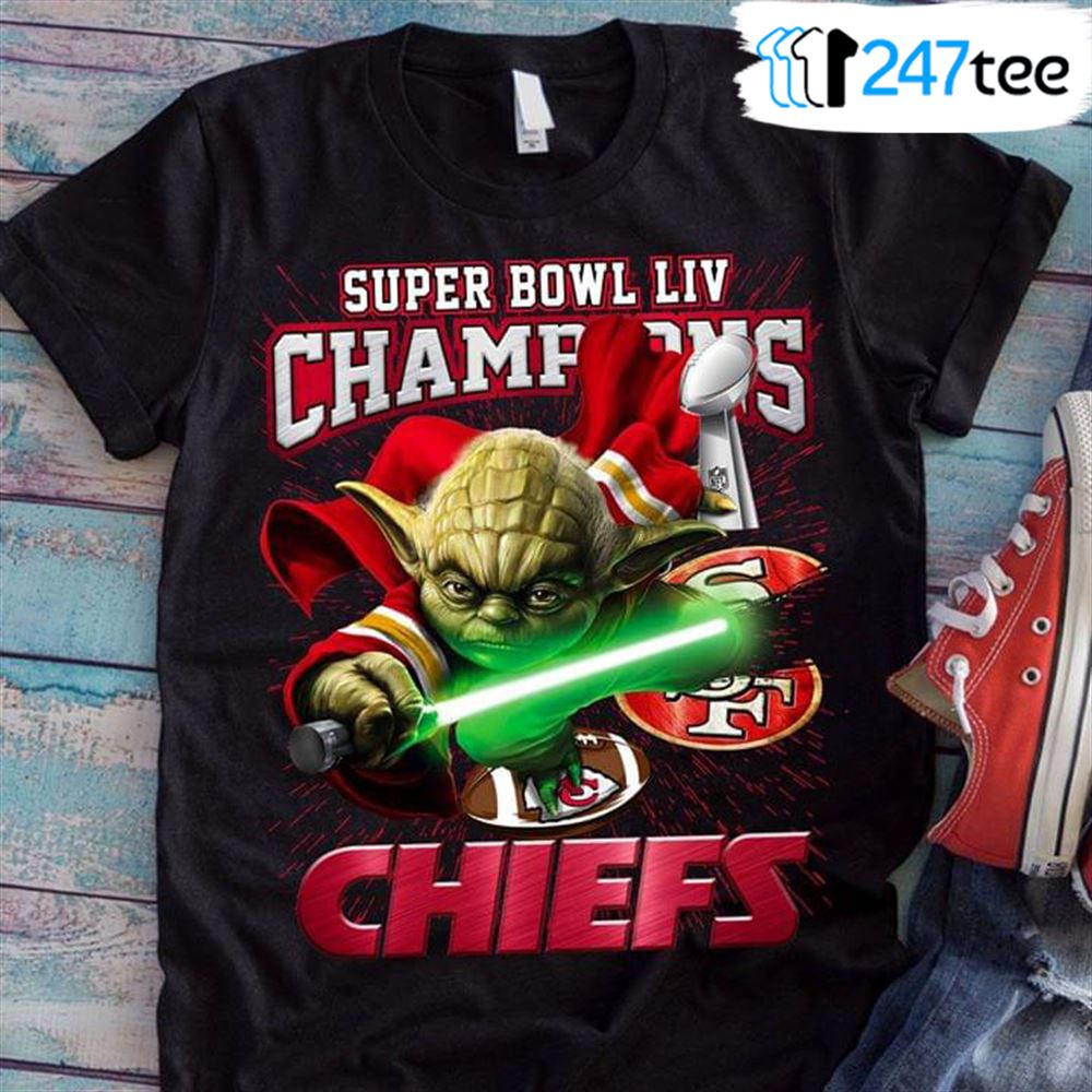 Yoda With Lightsaber Super Bowl Liv Champions San Francisco 49ers And  Kansas City Chiefs T-shirt