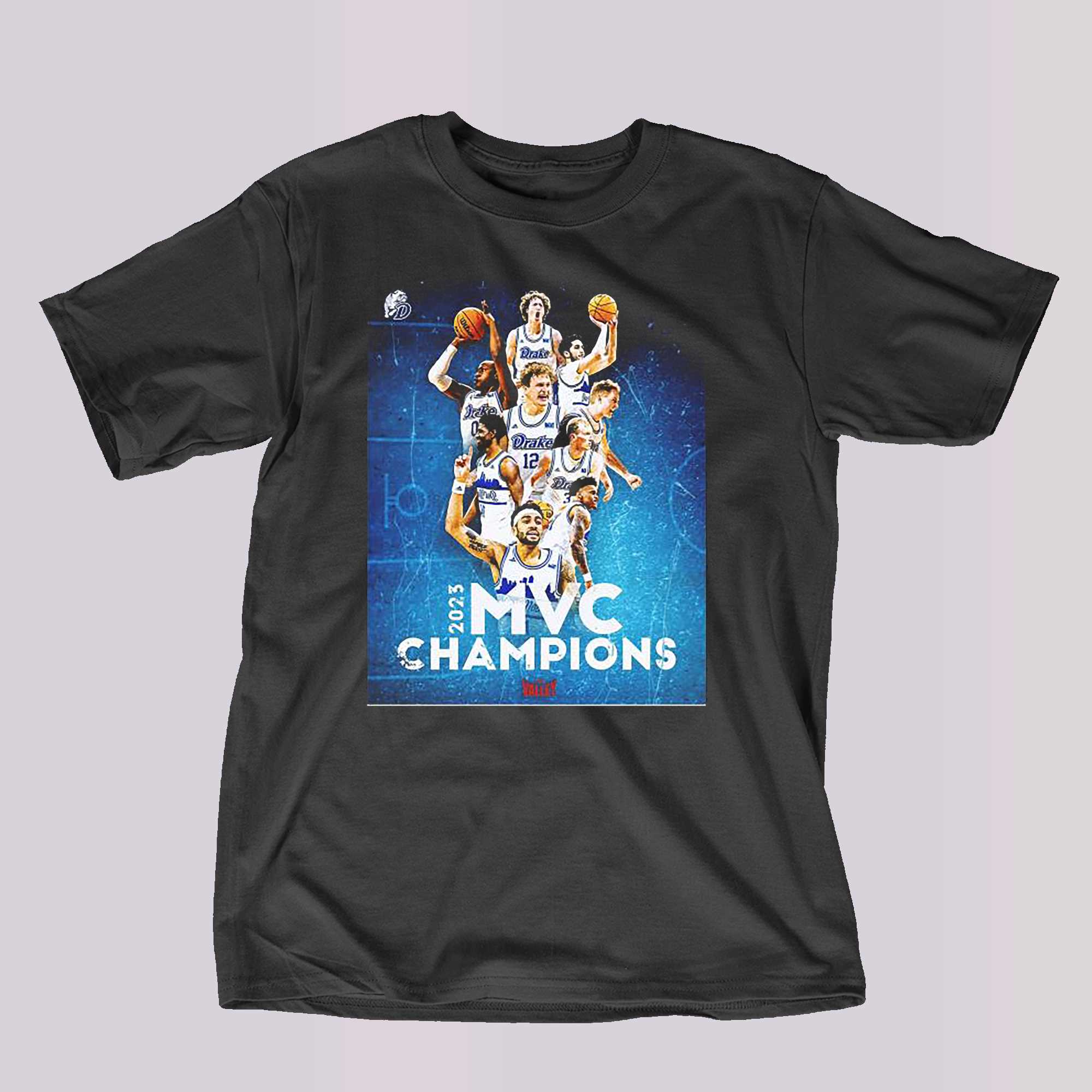 Drake Bulldogs Mens Basketball Team 2023 Mvc Champions T-shirt