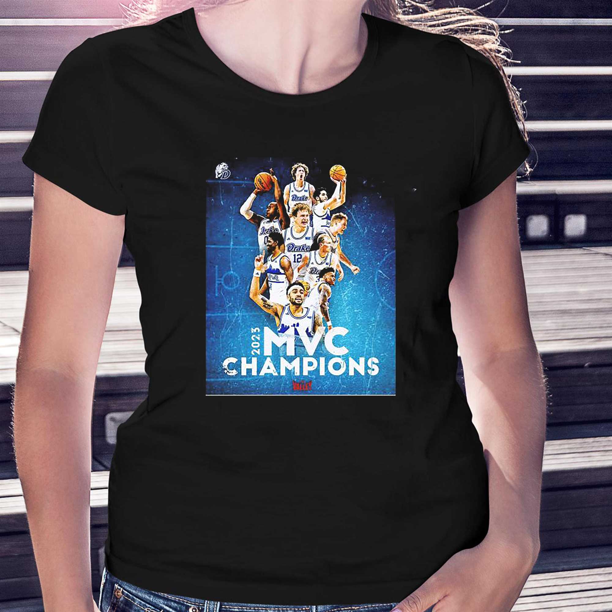 Drake Bulldogs Mens Basketball Team 2023 Mvc Champions T-shirt