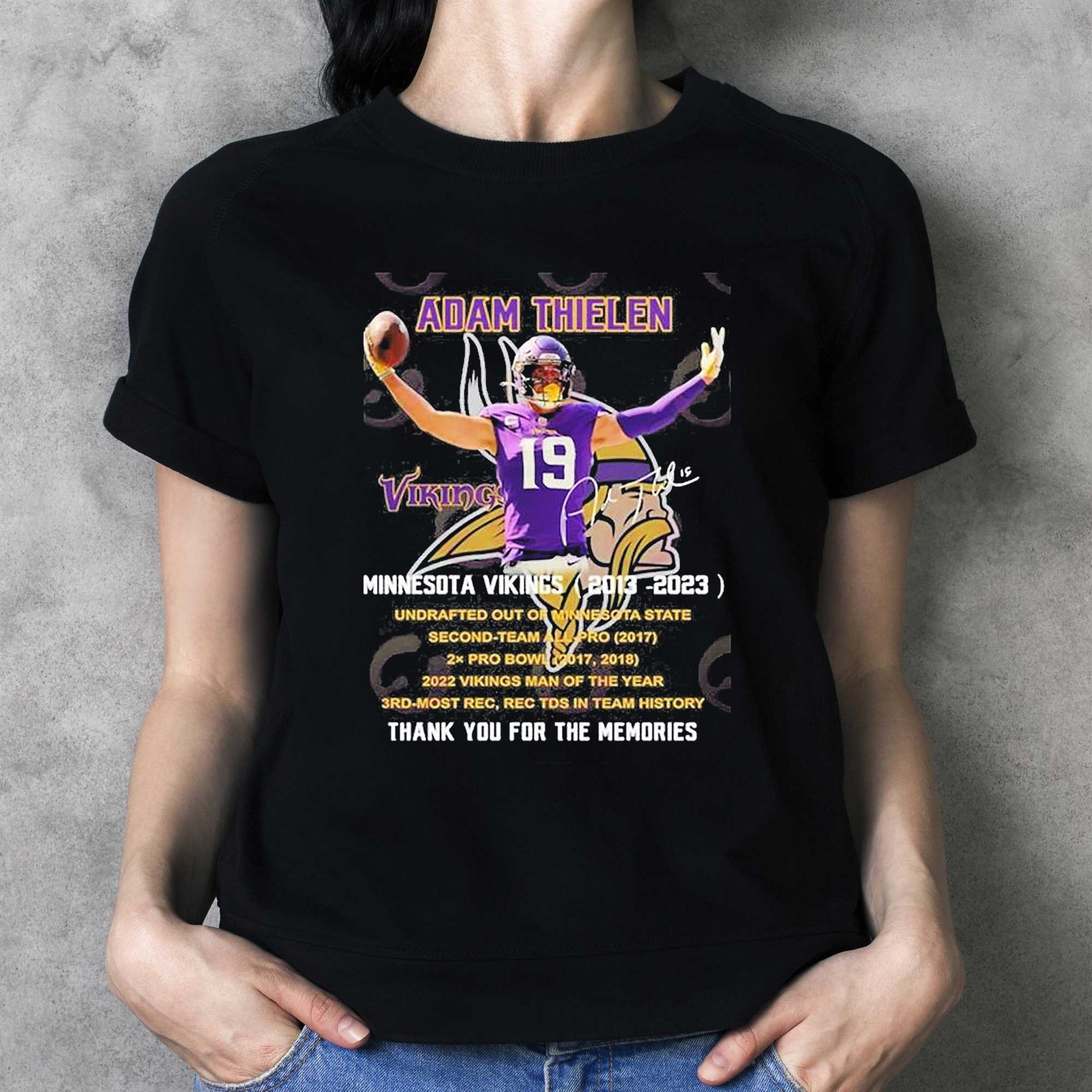 Adam Thielen Minnesota Vikings 2013-2023 thank you for the memories  signature t-shirt by To-Tee Clothing - Issuu