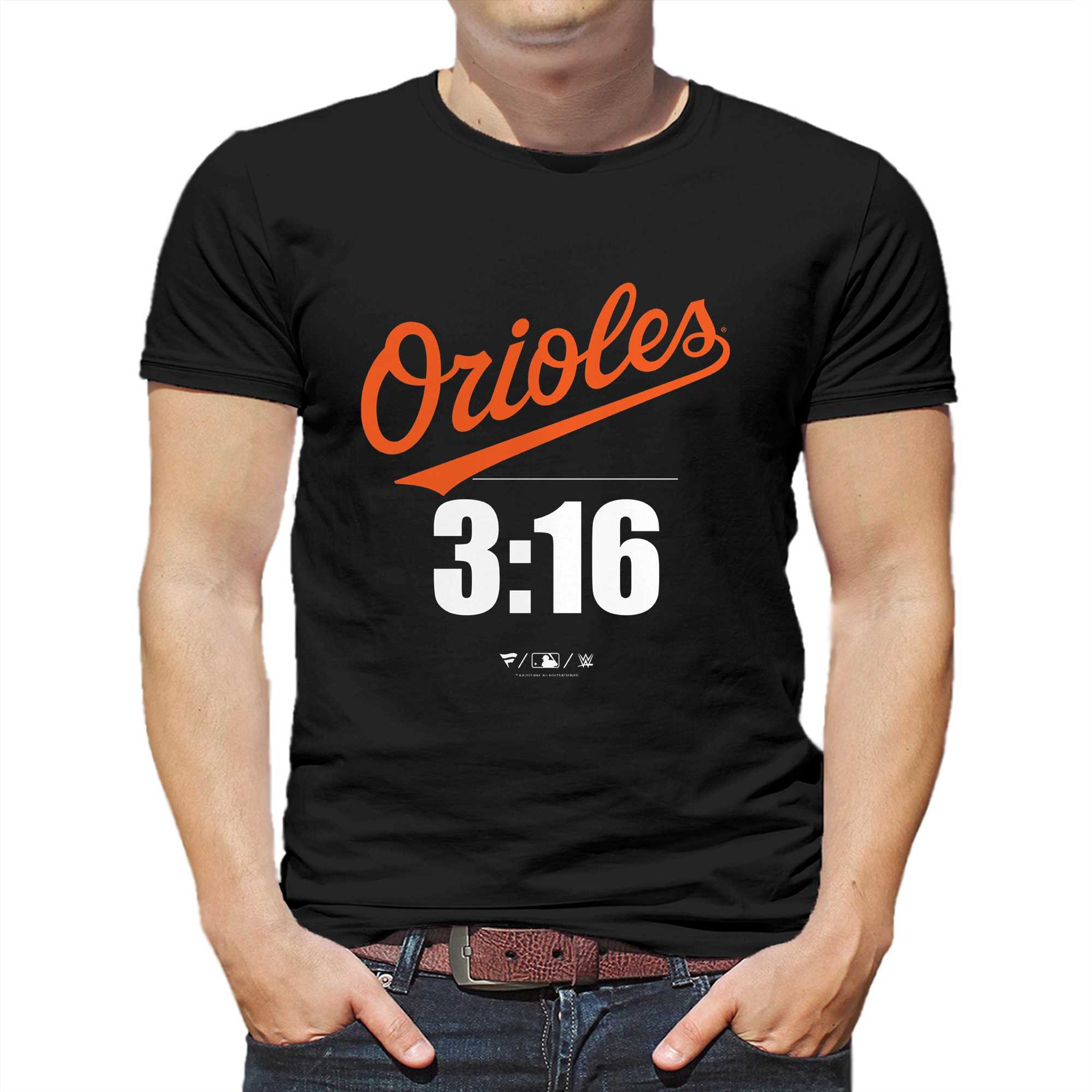 Men's Fanatics Branded Stone Cold Steve Austin Black Baltimore Orioles  3:16 T-Shirt