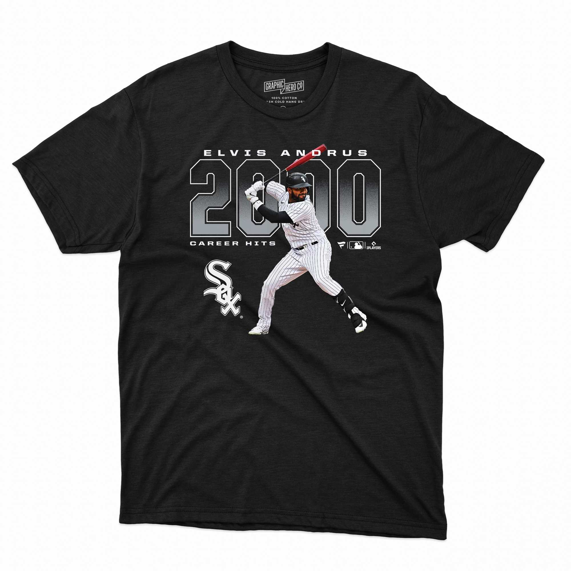Men's Chicago White Sox Elvis Andrus Fanatics Branded Black 2000 Hits  T-Shirt
