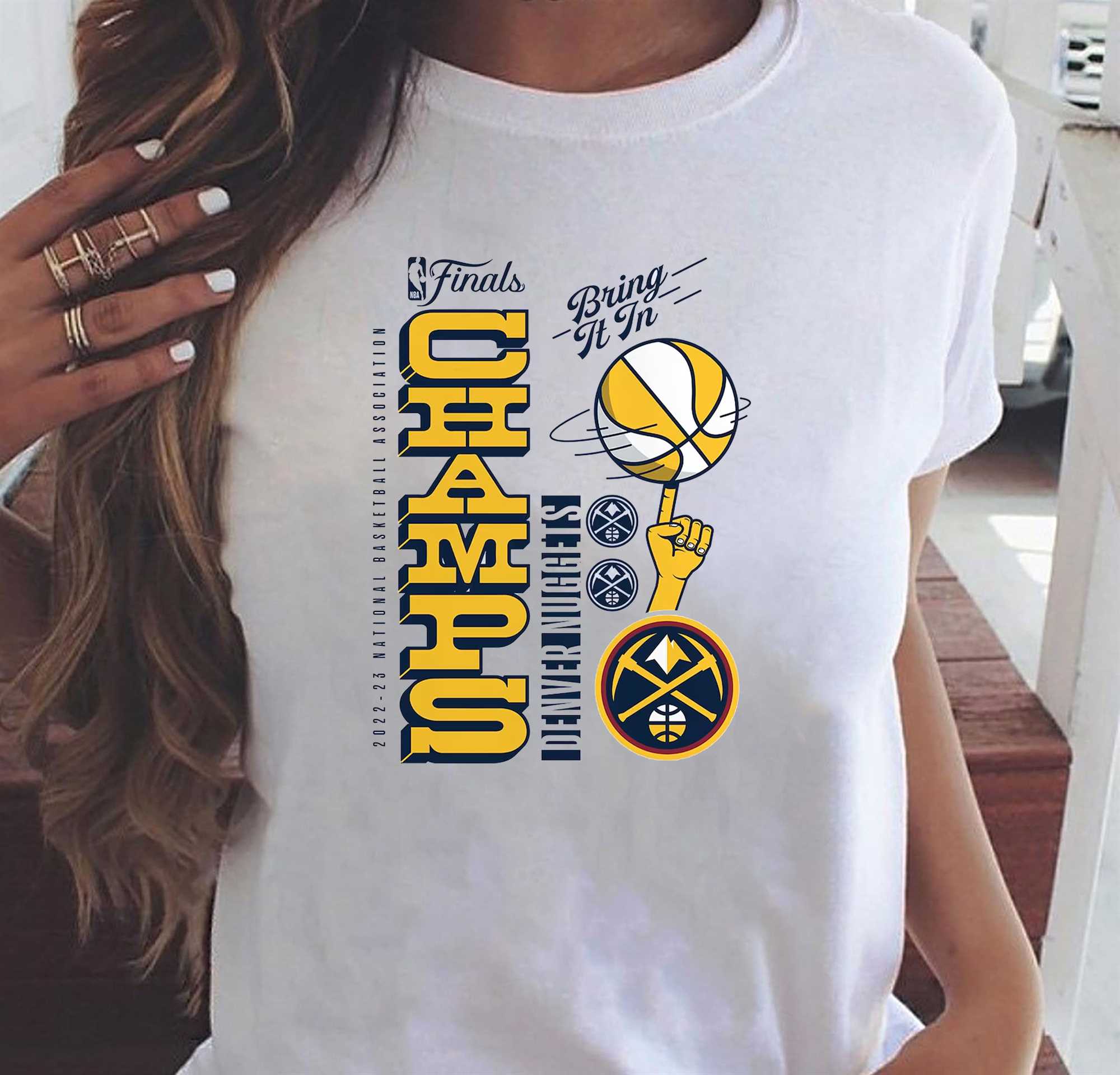 Denver Nuggets '22-'23 NBA Finals Champions Cup logo T-shirt