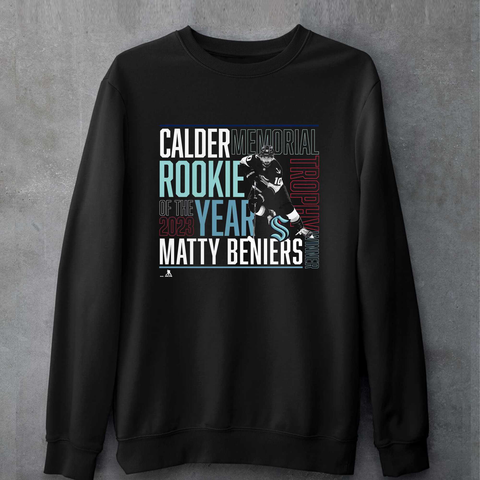 Men's Fanatics Branded Matty Beniers Black Seattle Kraken 2023 Calder Trophy Winner T-Shirt